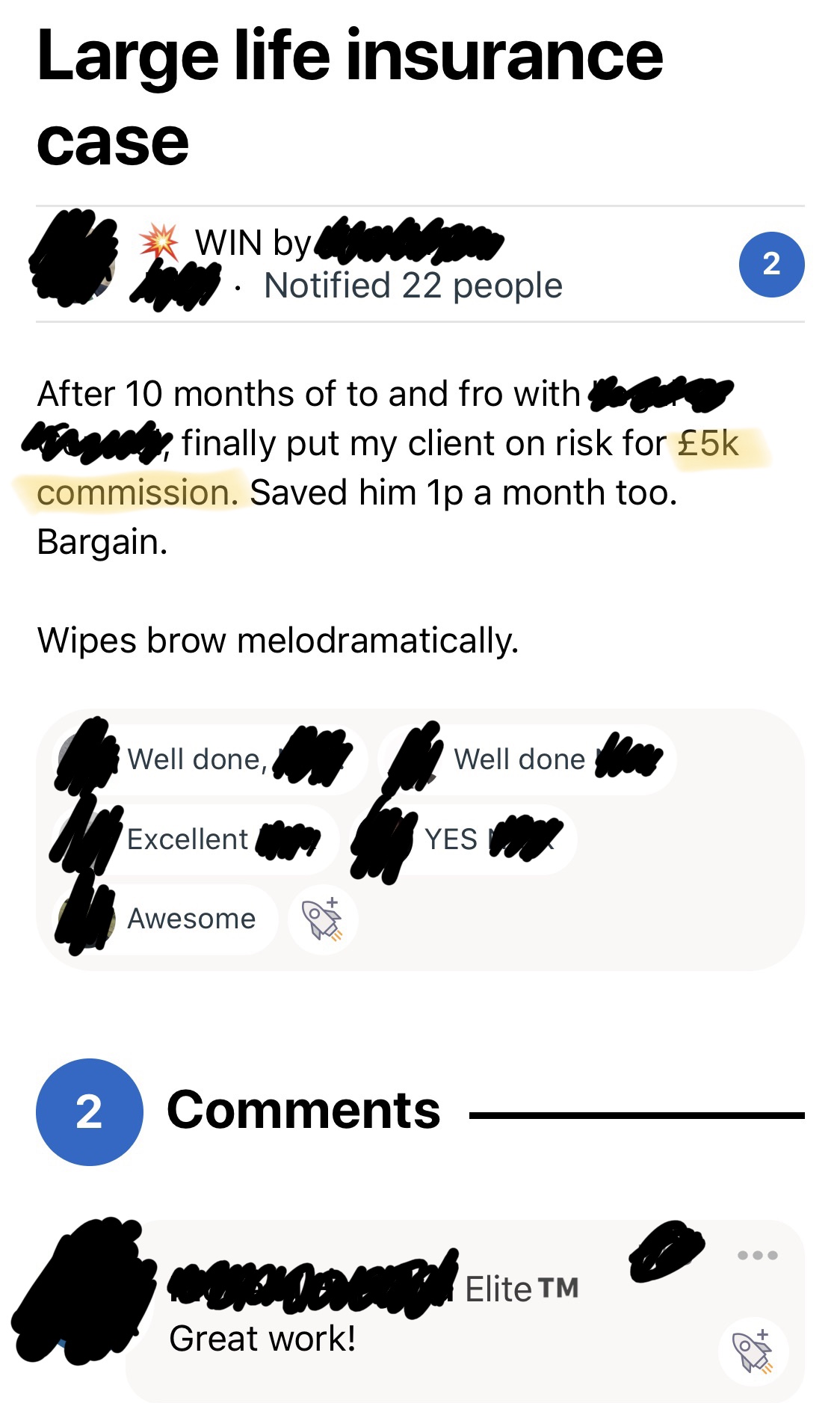 Client testimonial