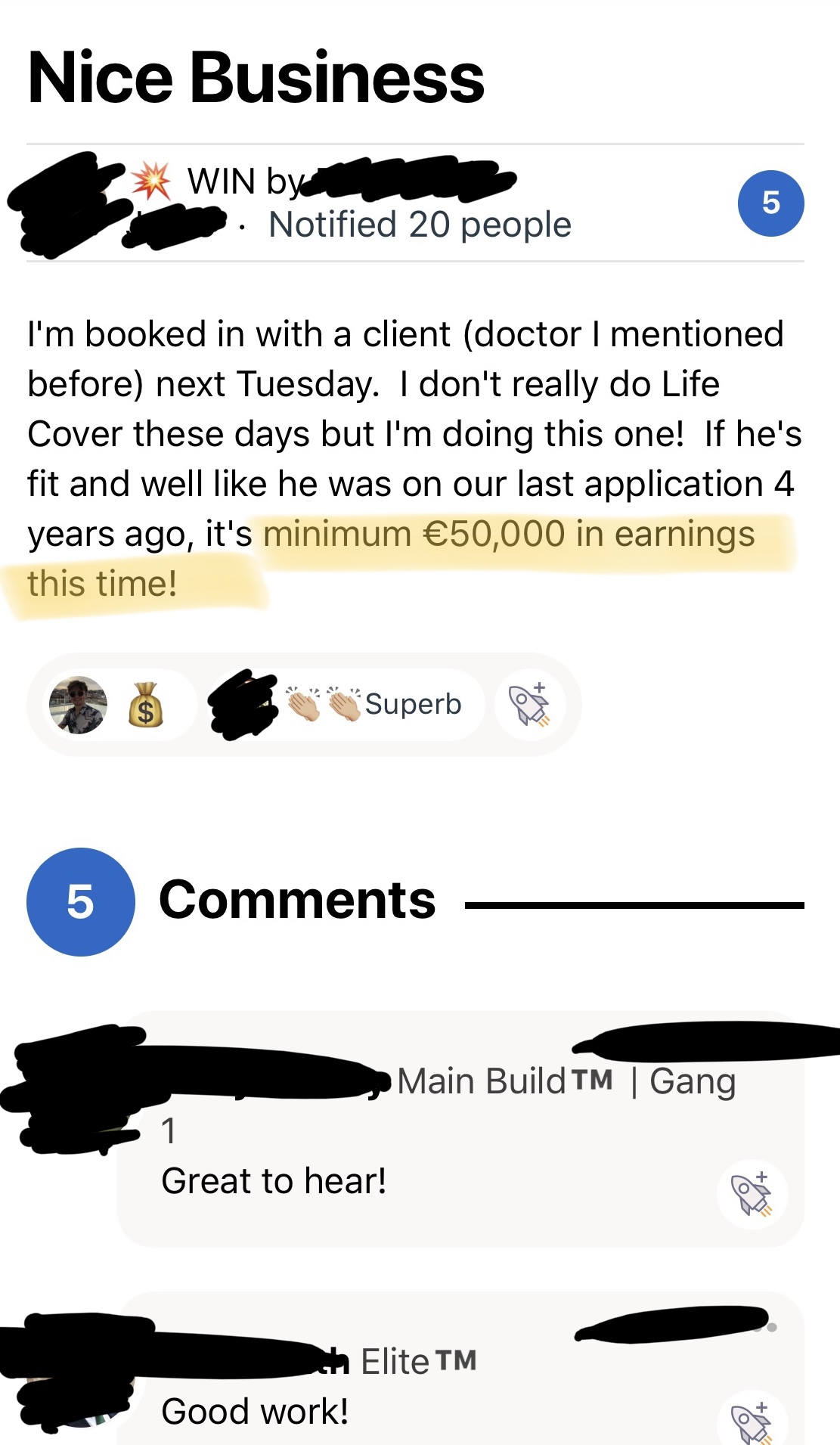 Client testimonial