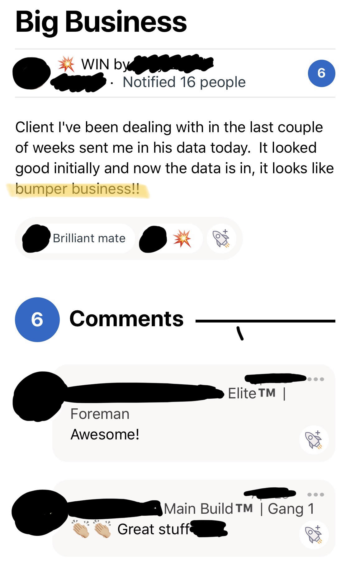 Client testimonial